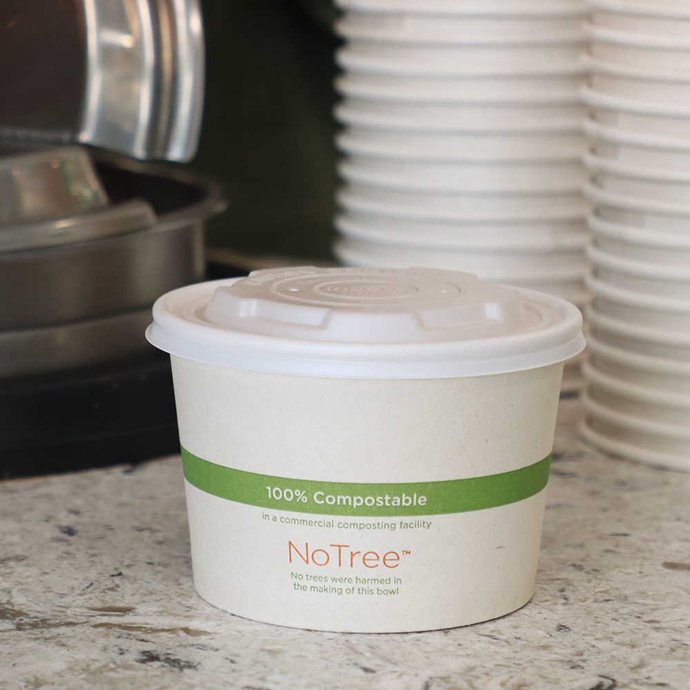 World Centric 155-Series Lid - PLA - Flat - 12-32 oz Paper Bowls | 1000/cs