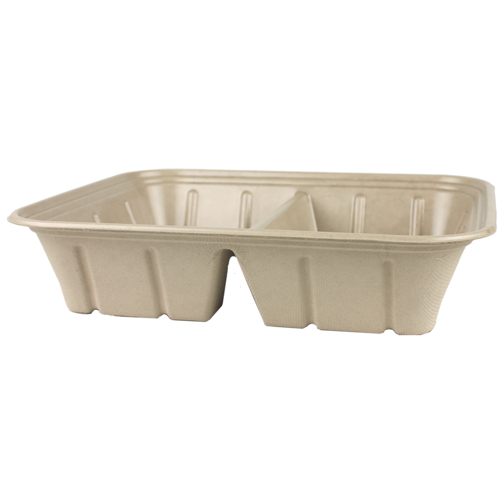 World Centric Half Size (112 oz) Fiber Catering Pan Laminated, 2-Compt | 901-Series | 200/cs