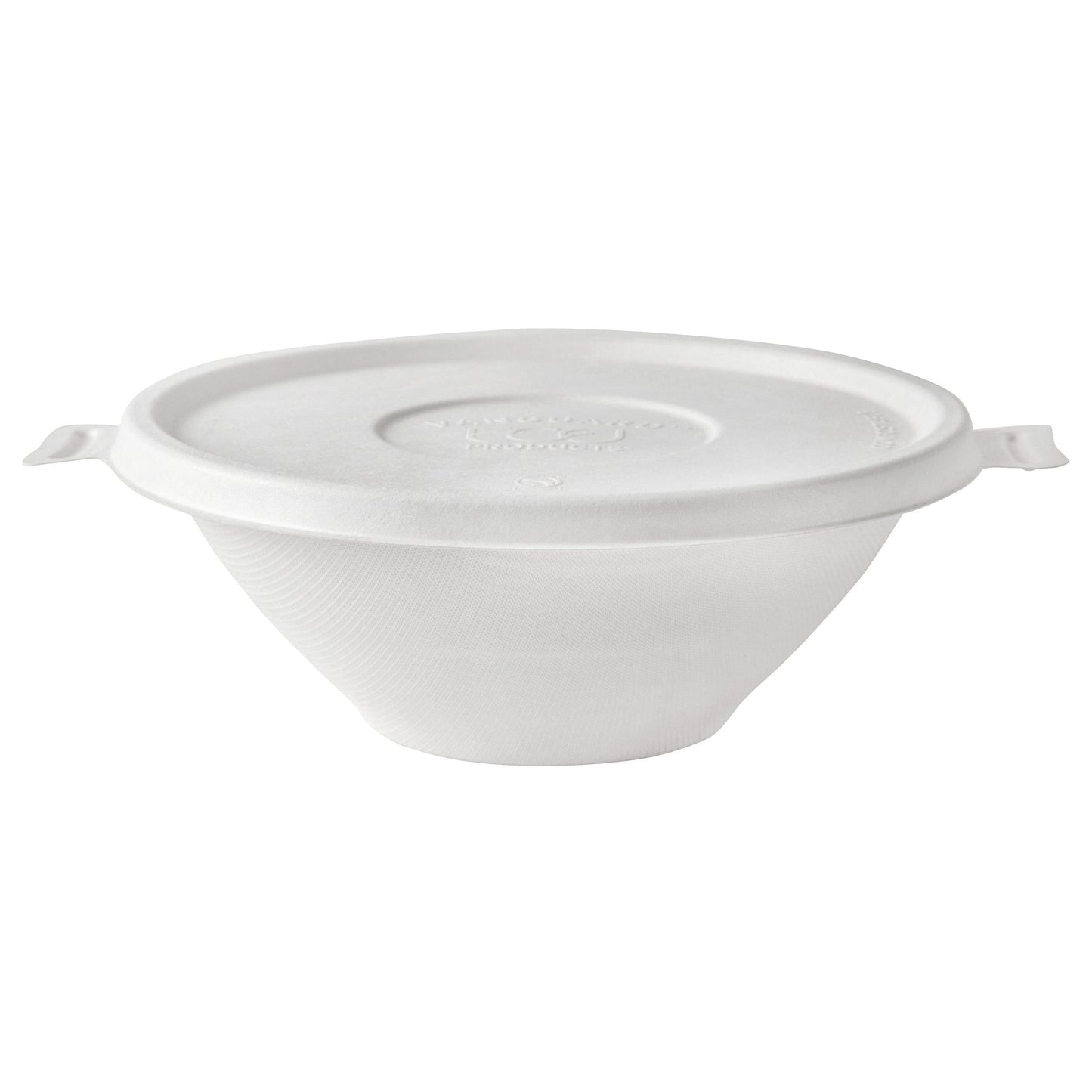 EcoProducts Vanguard™ WorldView™ Compostable Molded Fiber Lid (Flat | Fits 24-46oz Coupe Molded Fiber Bowls / 16-40oz Noodle Molded Fiber Bowls) | 492-Series | 400/cs