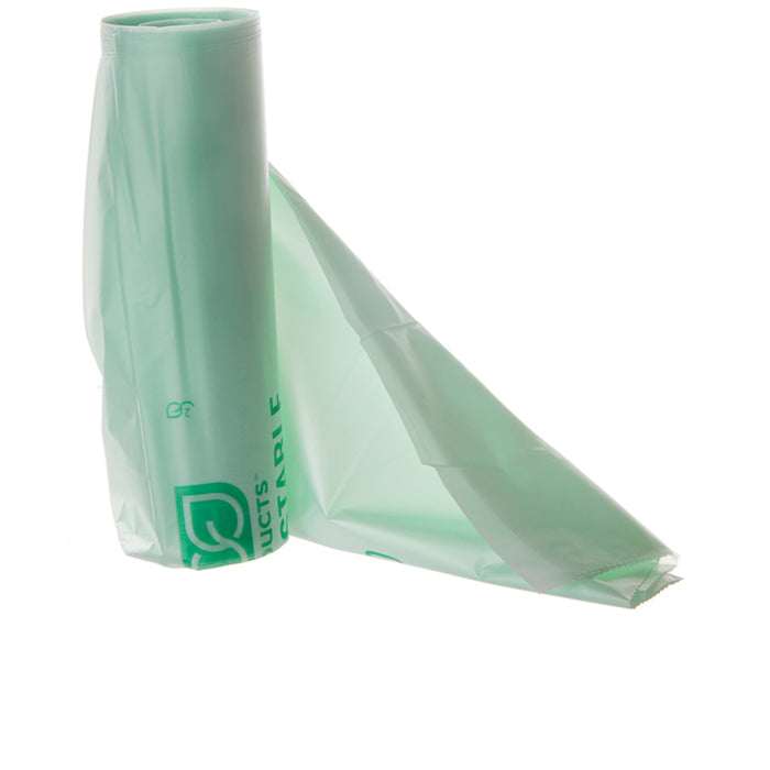 EcoProducts Compostable Can Liners (33x39in | 33 gallon | 0.9mil | Green | 25 bags per roll | 8 rolls per case) | 200/cs