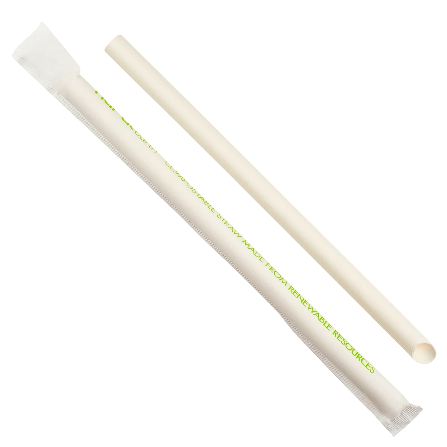 Karat Earth Paper Colossal 9" Straw | Wrapped | White, Diagonal Cut