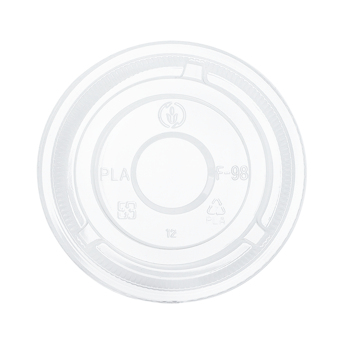 98-Series Lid | Karat Earth Flat Lid for 12-24oz PLA cup - No Hole