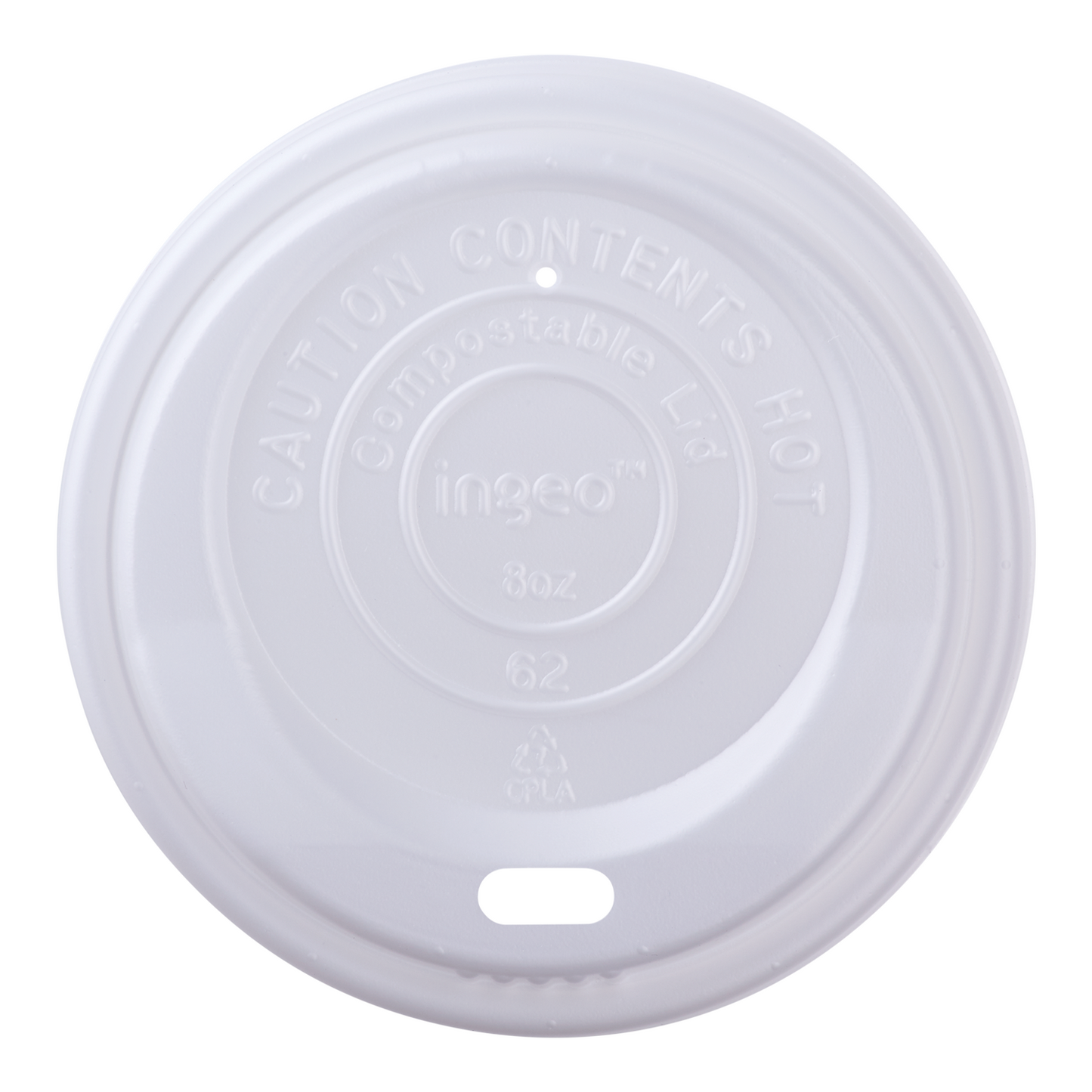 81-Series Lid | Karat Earth Compostable Sipper dome lid for 8oz Hot Cup | White
