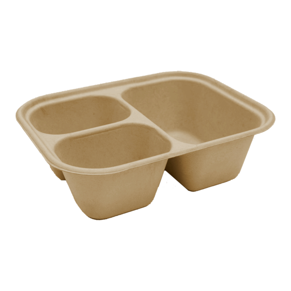 World Centric 10x7.5x3" (48 oz) Fiber Container, 3-Compt | 215-Series | 300/cs