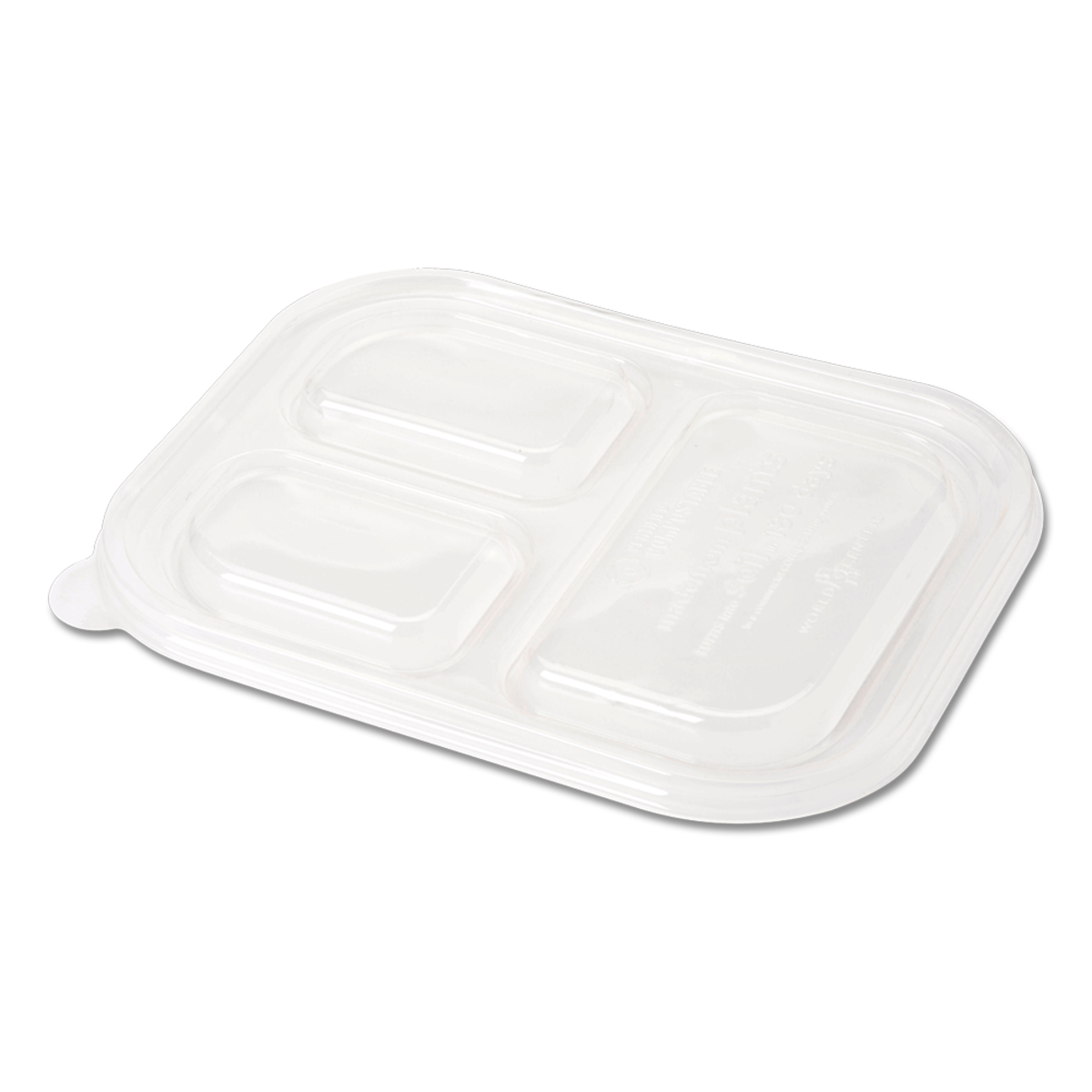 World Centric 215-Series Lid - Clear - 10x7.5" Containers, Clear, 3-Compt | 400/cs