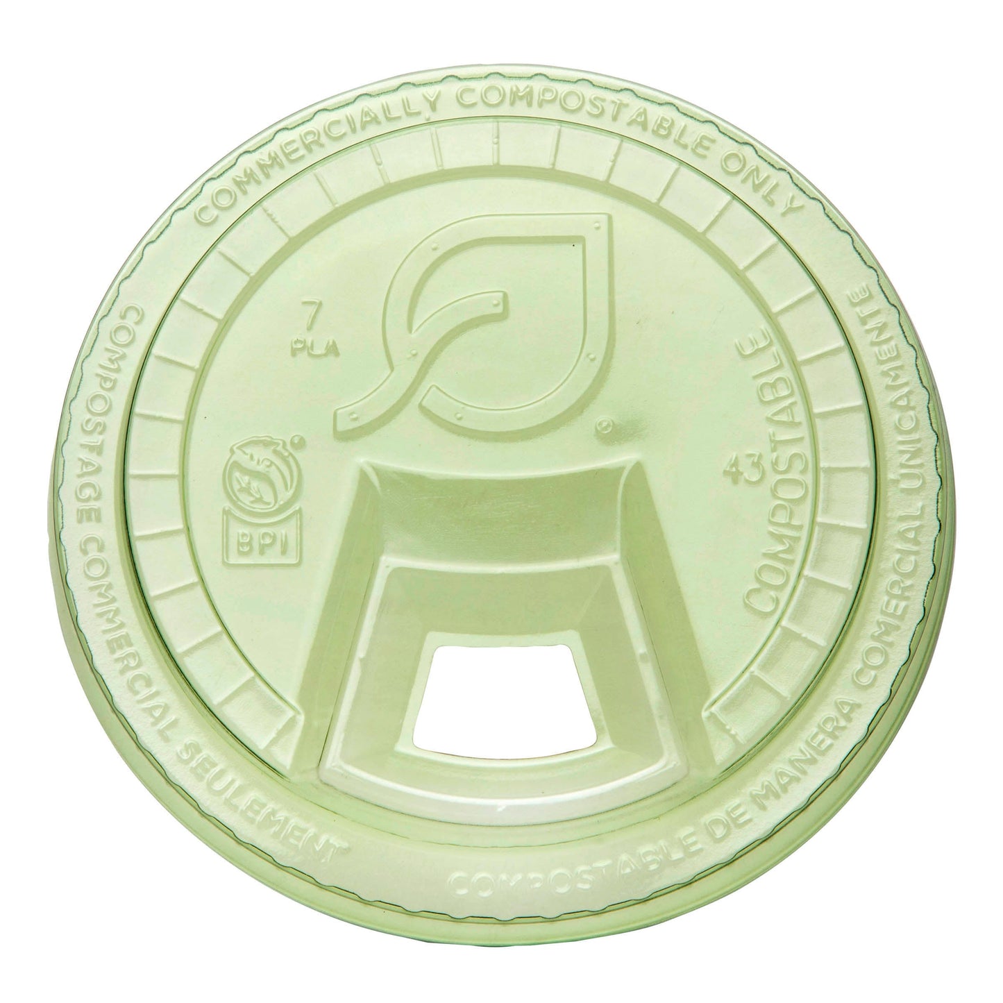 Vegware Veridian™ PLA flat sipping lid with cap 9-24oz green | 96V-Series | 1000/cs