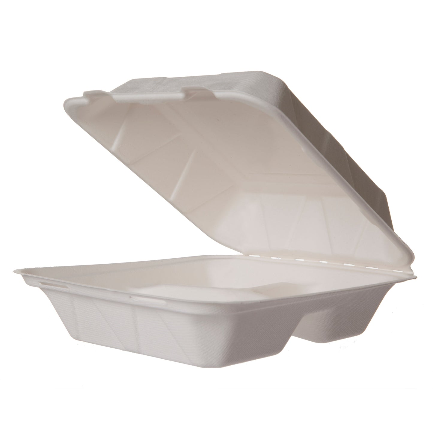 Vegware 8in 3-compartment clamshell, white molded fiber | 200/cs