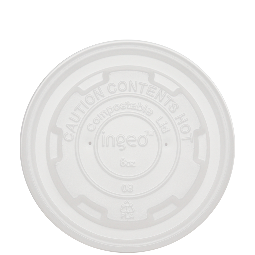 World Centric 145-Series Lid - PLA - 8 oz Paper Bowls, Flat | 1000/cs