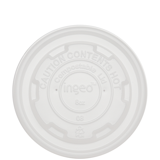 World Centric 145-Series Lid - PLA - 8 oz Paper Bowls, Flat | 1000/cs