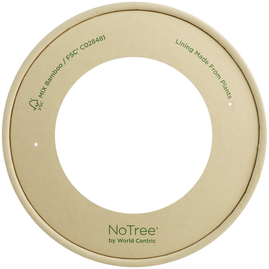 World Centric 175-Series Lid - Paper - 24-32 oz Wide Paper Bowls, with window | 300/cs