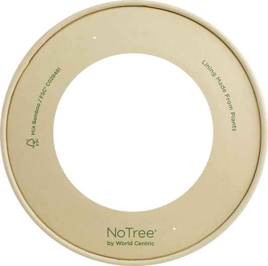 World Centric 185-Series Lid - Paper - Fits 42 oz Wide Paper Bowls, with window | 150/cs