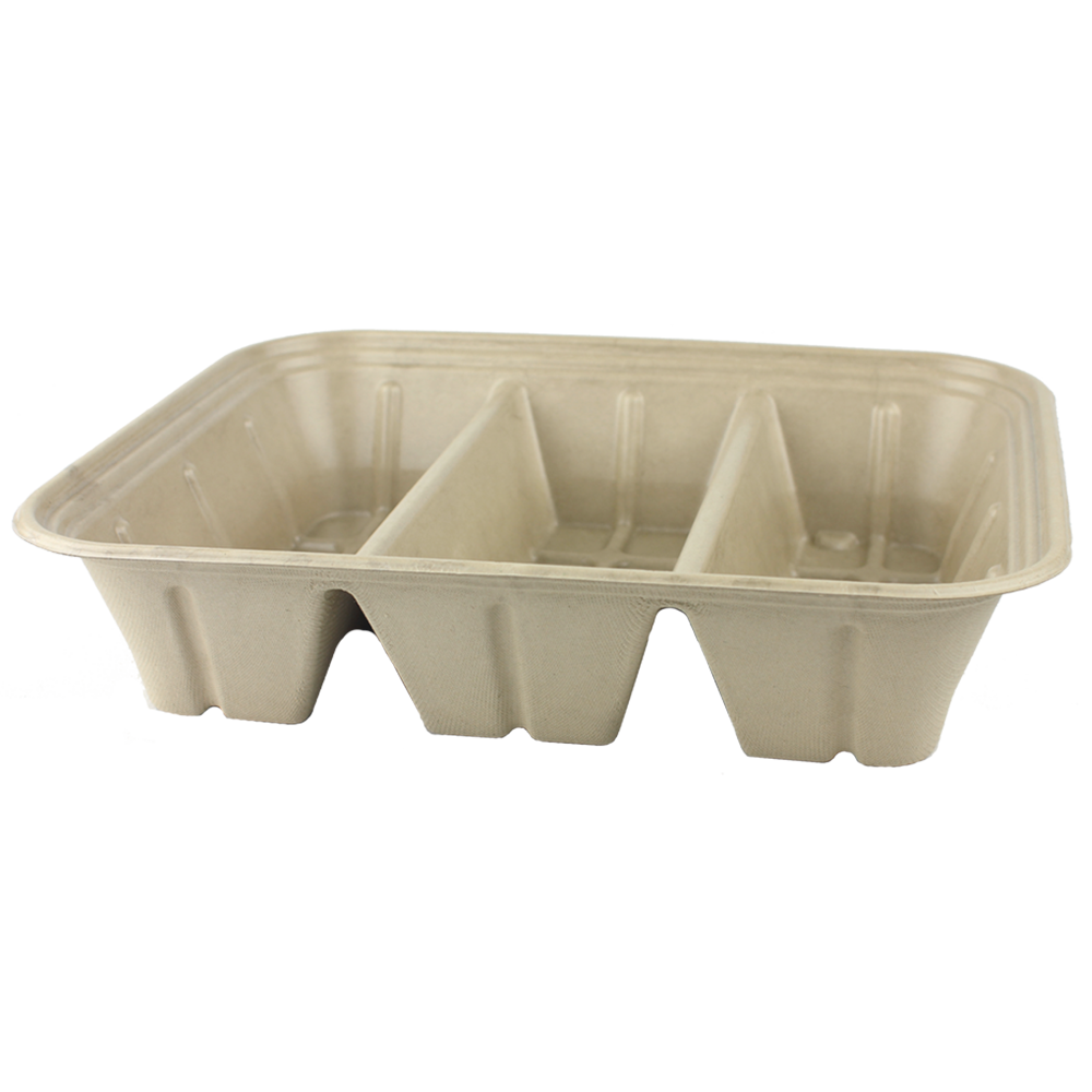 World Centric 104 oz Fiber Catering Pan Laminated, 3-Compt   | 901-Series | 200/cs
