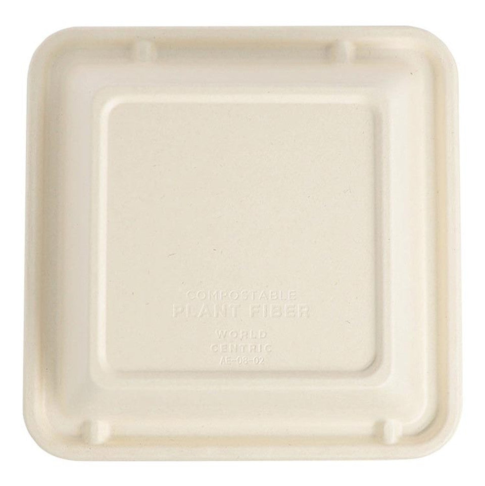 World Centric 388-Series Lid - Fiber - 8x8 Linear Takeout Container | 300/cs