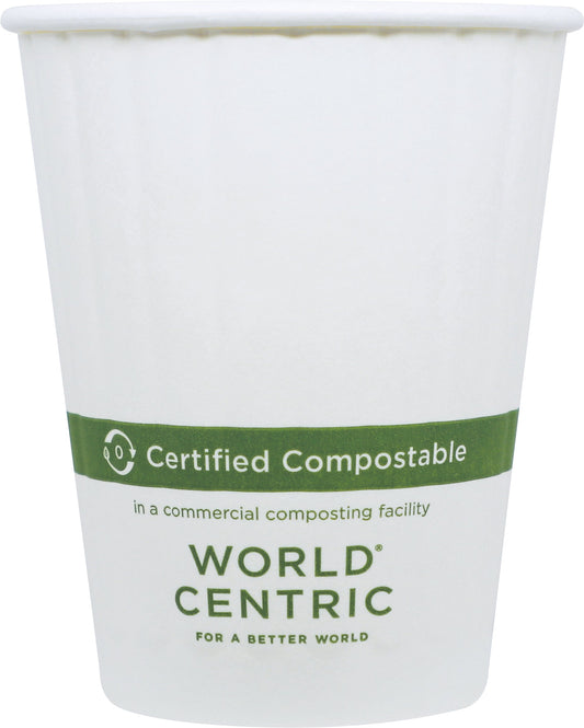 World Centric 12 oz Paper Hot Cup, Double Wall, White   | 89-Series | 1000/cs