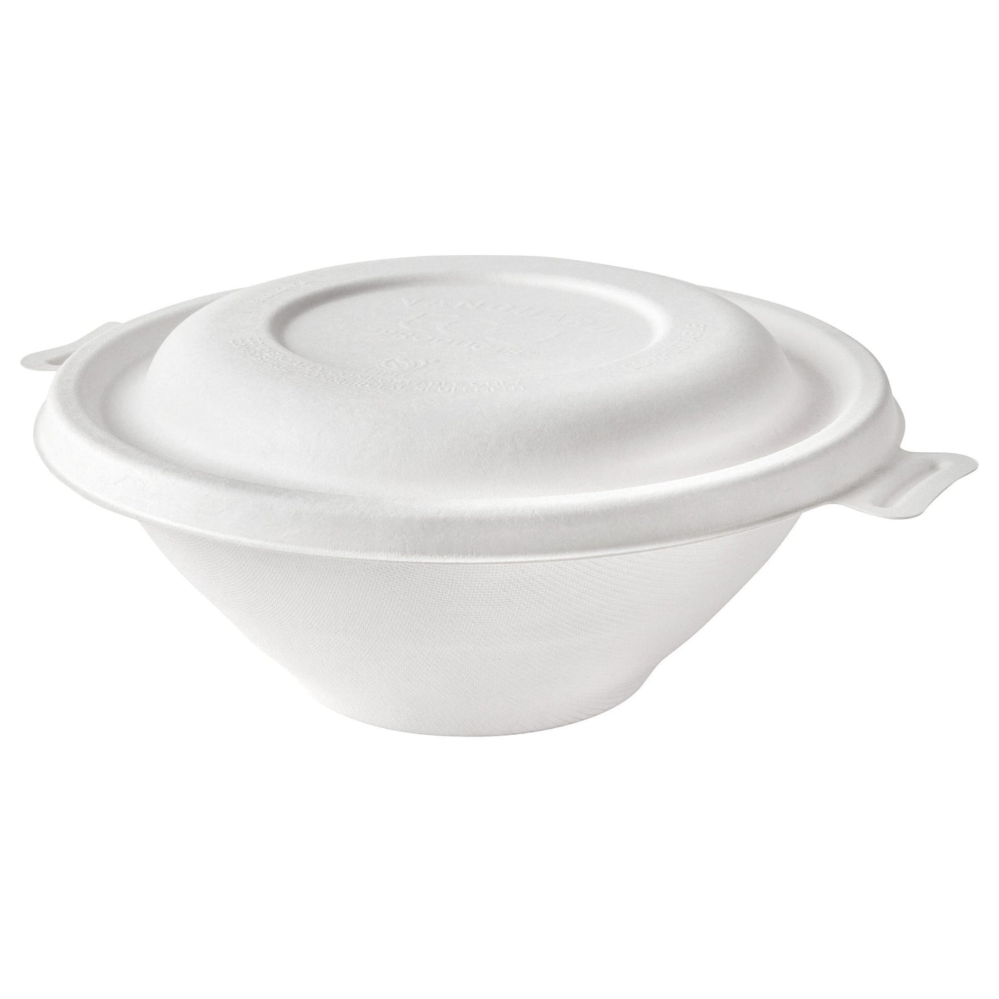 EcoProducts Vanguard™ WorldView™ Compostable Molded Fiber Lid (Domed | Fits 24-40oz. Molded Fiber Bowls) | 492-Series | 400/cs