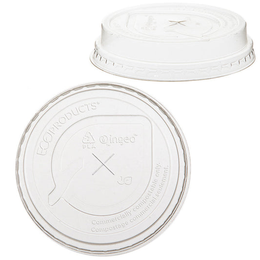 EcoProducts GreenStripe® Compostable Cold Cup Flat Lids (Fits 7 &10oz. Cold Cups) | 92-Series | 1000/cs