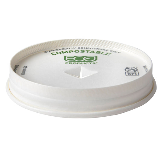 EcoProducts Compostable Cold Cup Flat Lids (Fit 12 - 22oz Paper Cold Cups) | 99-Series | 1000/cs