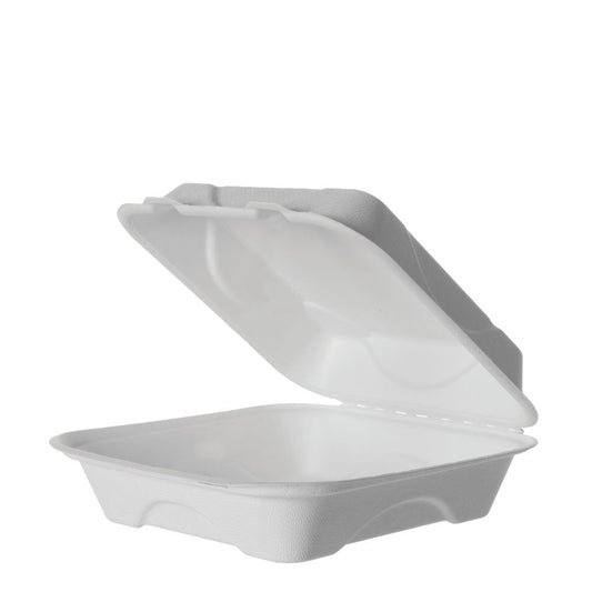 EcoProducts Vanguard™ Compostable Molded Fiber Clamshells (8in x 8in x 3in) | 200/cs