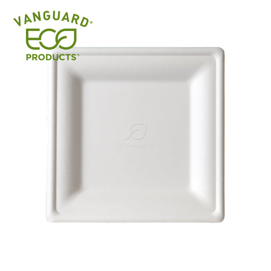 EcoProducts Vanguard™ Compostable Molded Fiber Plates (Square | Medium) | 500/cs