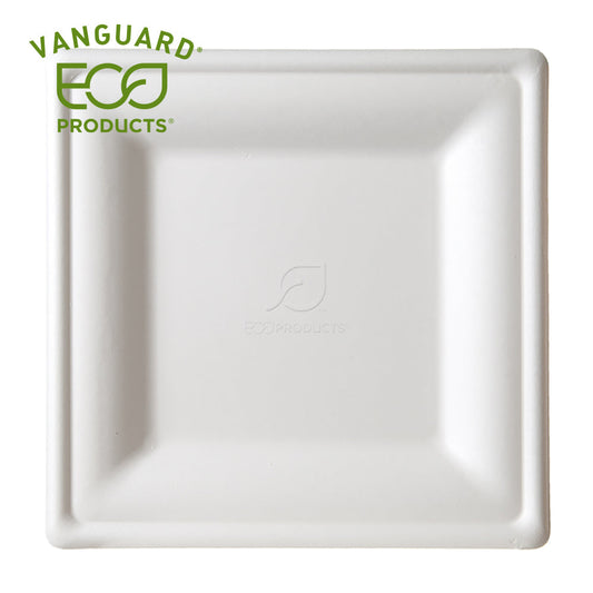 EcoProducts Vanguard™ Compostable Molded Fiber Plates (Square | Large) | 250/cs