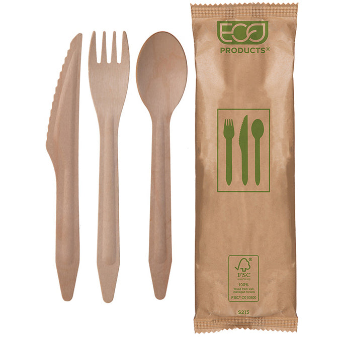 EcoProducts Wood Compostable Kit (F/K/S/N) (6.5in) | 500/cs