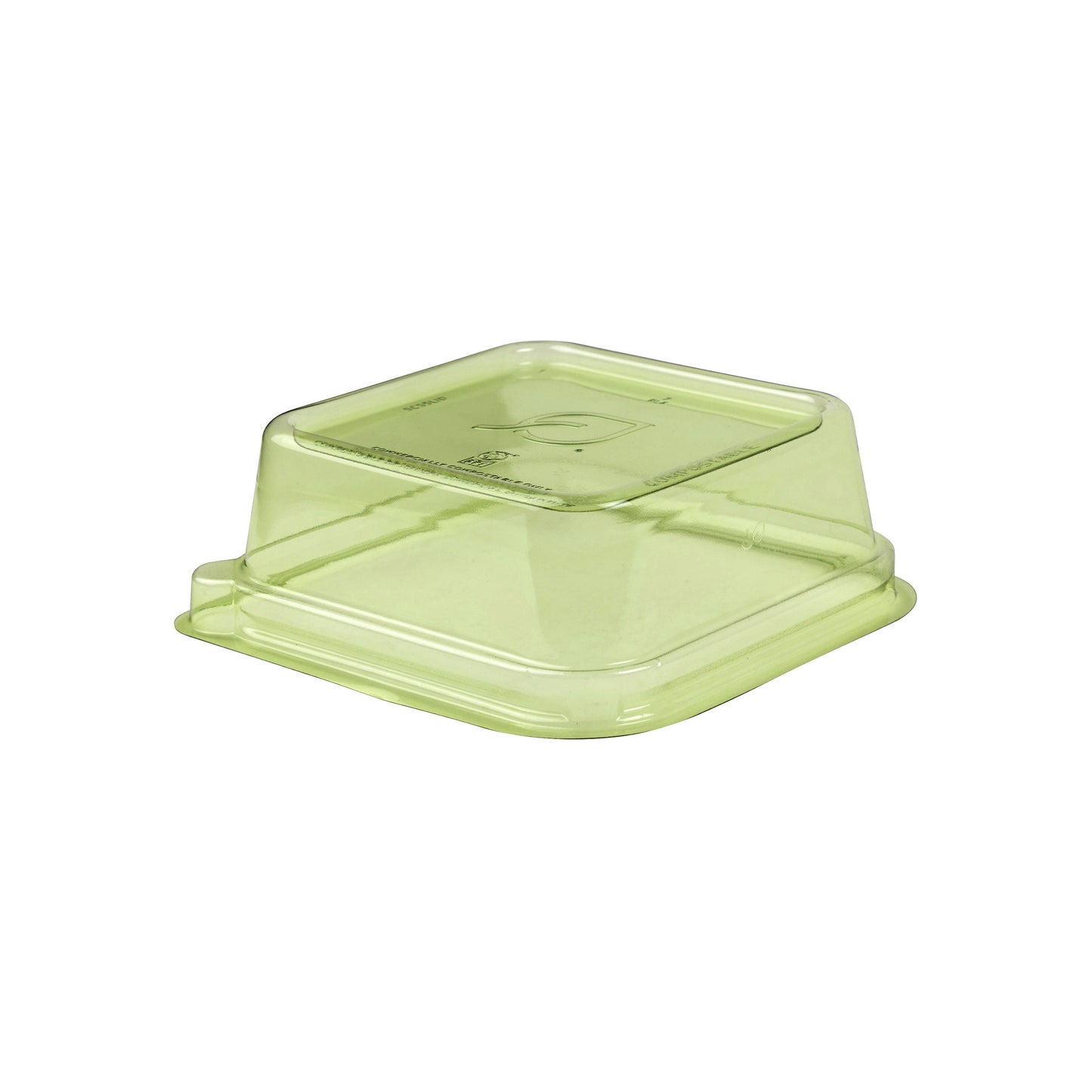 EcoProducts Veridian™ WorldView™ Compostable Lid (Fits 5in Square Sugarcane Take-Out Containers | Green) | 305-Series | 400/cs