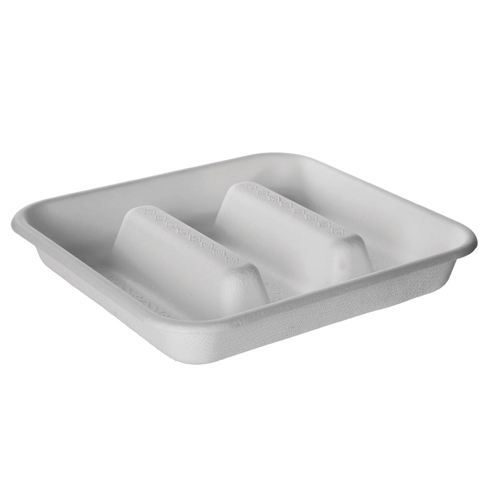 EcoProducts Vanguard™ WorldView™ Compostable Molded Fiber Take-Out Container (7in | Square | 3-Compartment | 300/cs) | 307-Series | 300/cs