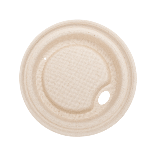 81-Series Lid | Karat Earth Fiber Sipper Dome Lid for 8oz Hot Cup | Natural