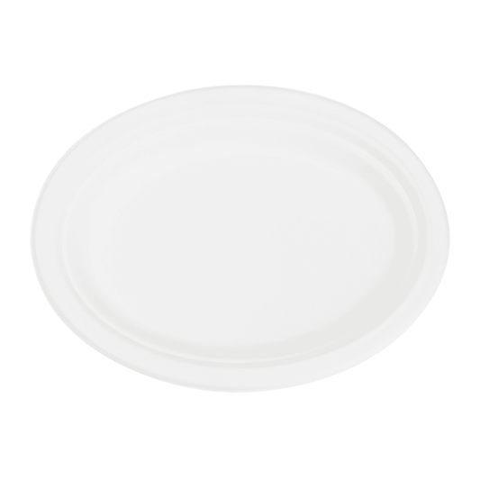 Karat Earth 10 x 8 Fiber Plate Oval | White | PFAS-Free