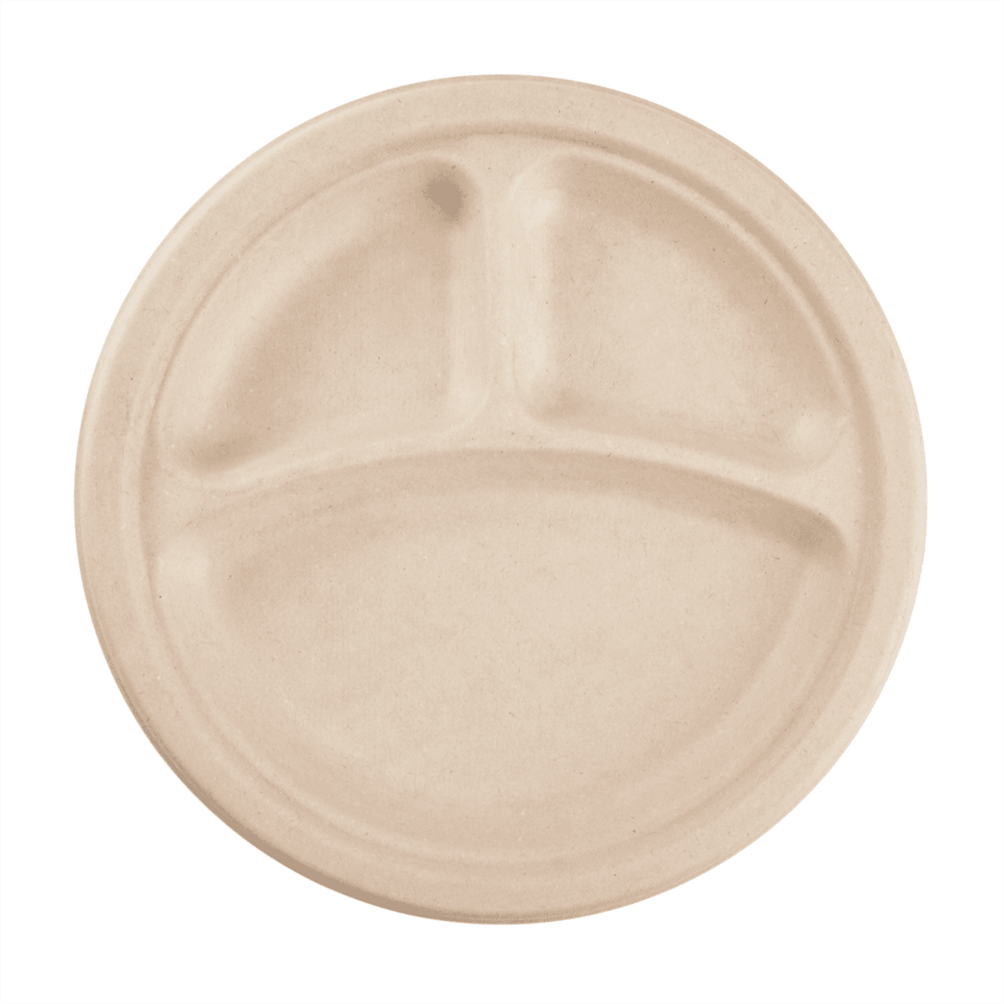 Karat Earth 9 Fiber Plate | Round | 3-Compartment | Natural | PFAS-Free