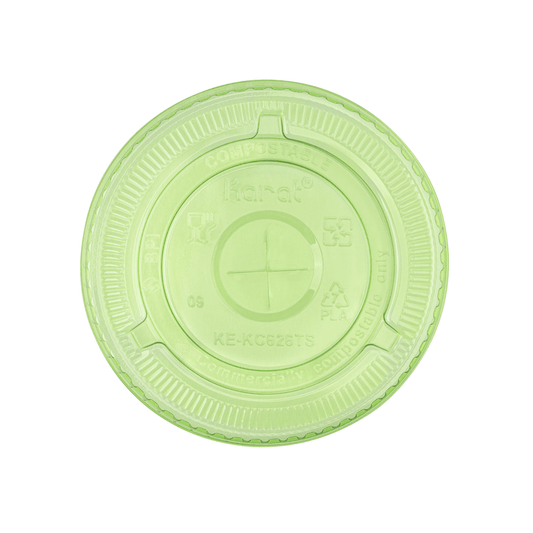 98-Series Lid | Karat Earth Flat Lid for 12-24oz PLA cup | Green