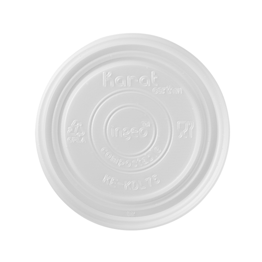 75-Series Lid | Karat Earth Compostable Flat lid for 4oz Compostable Paper Food Container