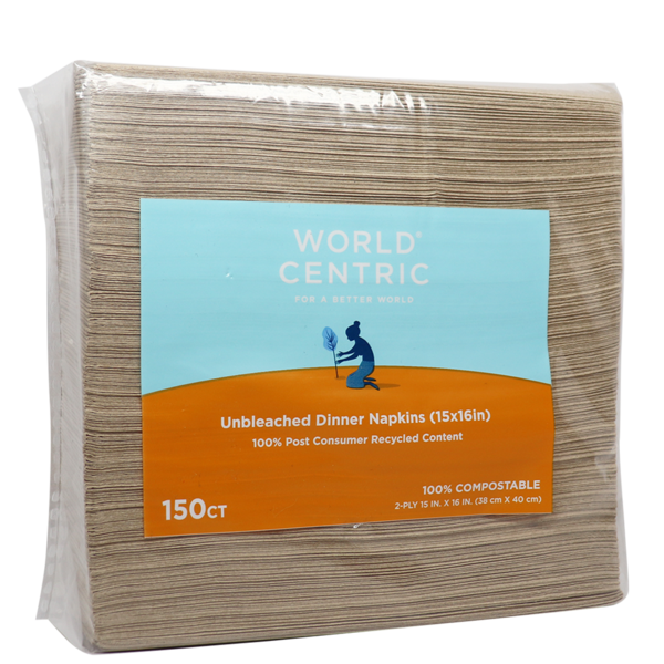 World Centric Dinner Napkins, 4x8 in (2-ply) | 3000/cs