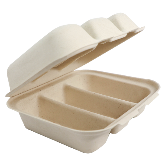 8x7x3" Fiber Taco Box, 3-Compt