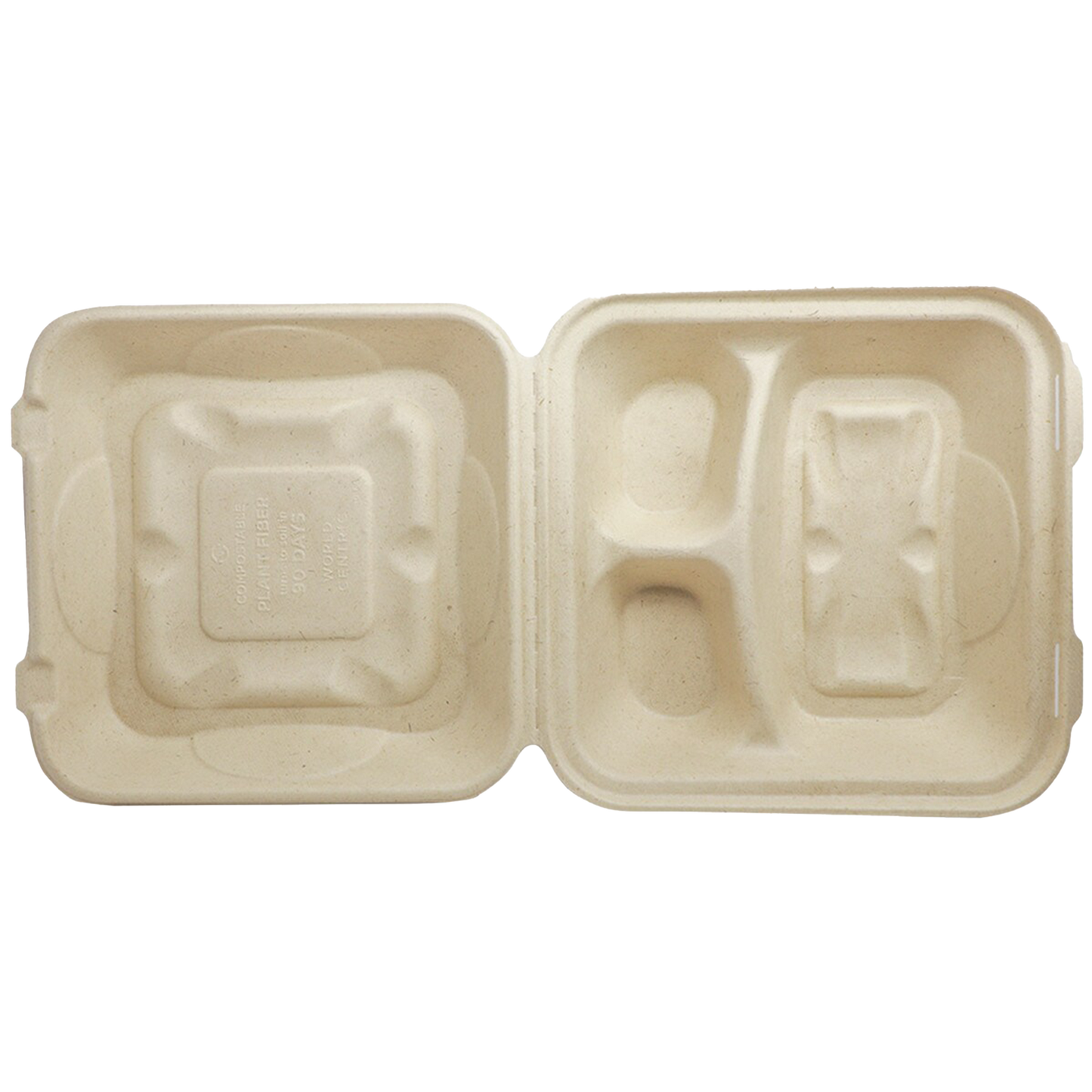 World Centric 9x9x3" Fiber Clamshell, 3-Compt | 300/cs