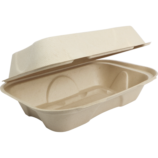 World Centric 9x6x3" Fiber Hoagie Box | 500/cs