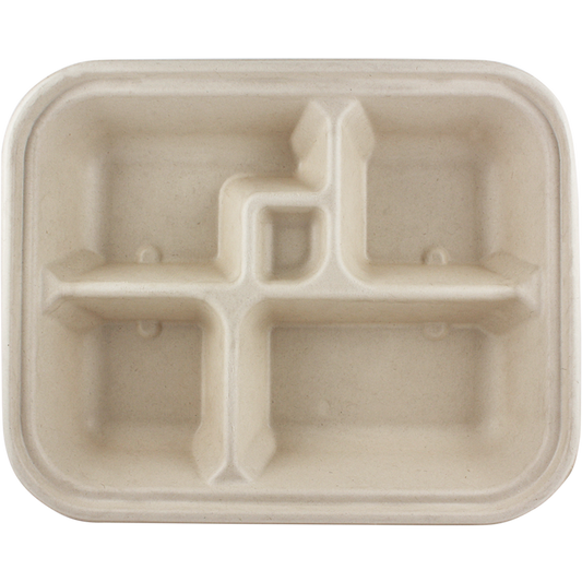 World Centric 12x9.5x2” Fiber Bento Box, 5-Compt  | B5-Series | 300/cs