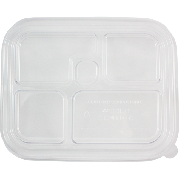 World Centric B5-Series Lid - Clear - Bento Box, 5-Compt | 300/cs