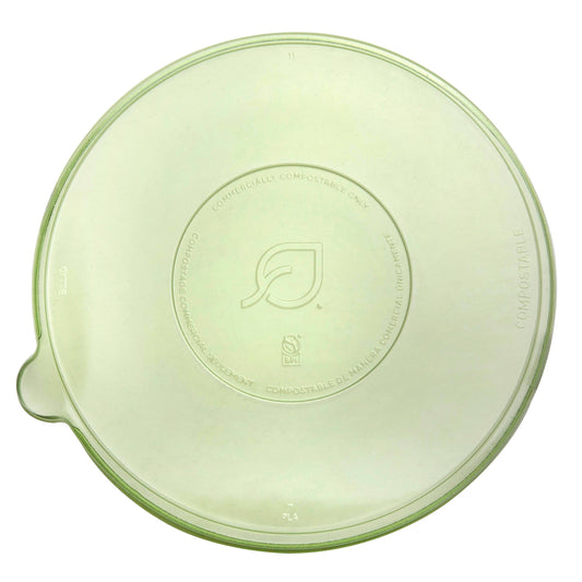 Vegware Veridian™ Compostable Flat Lid, Fits 24-46oz Molded Fiber Coupe Bowls Green | 430-Series | 400/cs