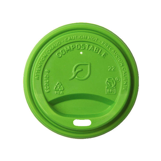 Vegware Veridian™ CPLA Hot Cup Lid - 8 oz. Green | 79V-Series | 800/cs