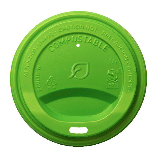 Vegware Veridian™ CPLA Hot Cup Lid - 12-32 oz.Green | 89V-Series | 800/cs