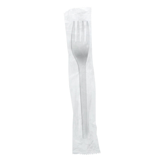 Vegware 6.5in compostable CPLA fork, individual wrap | 1000/cs