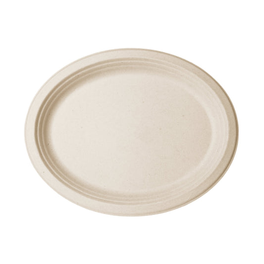 Vegware Nourish 7in x 10in Oval Platter, Natural Molded Fiber | 500/cs