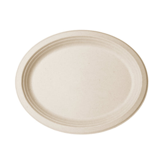 Vegware Nourish 9in x 12in Oval Platter, Natural Molded Fiber | 500/cs
