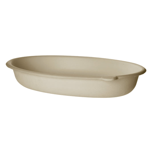 Vegware Nourish Gourmet 32oz Oval Bowl, Natural Molded Fiber | 725-Series | 300/cs