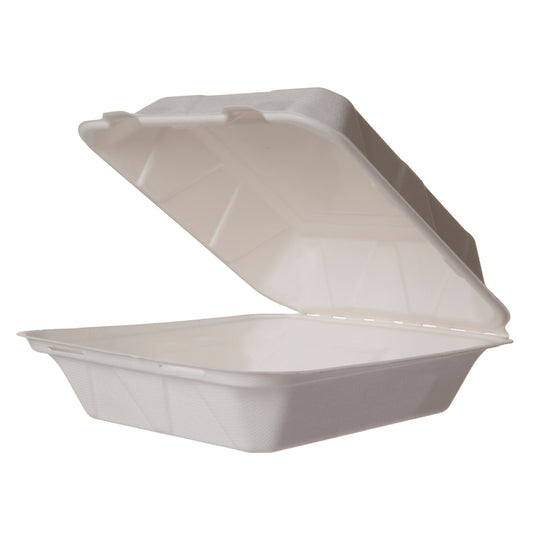 Vegware 8in clamshell, white molded fiber | 200/cs
