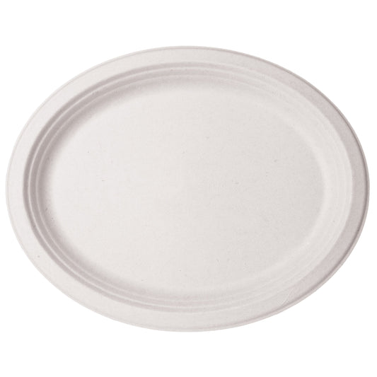 Vegware 9 x 12in white molded fiber oval platter | 500/cs